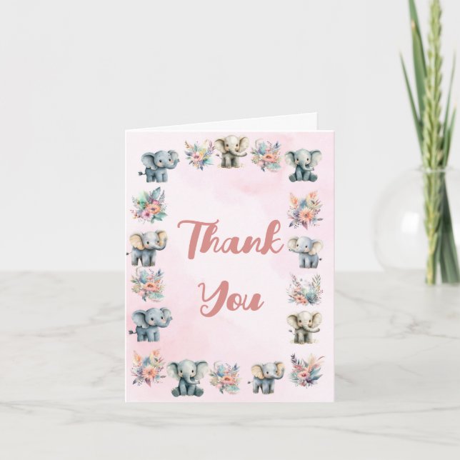 Tarjeta de agradecimiento a los Elefantes Boho Jun (Anverso)