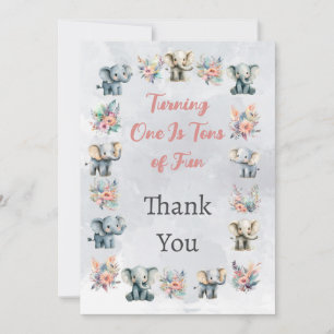 Tarjeta de agradecimiento a los elefantes Boho Jun