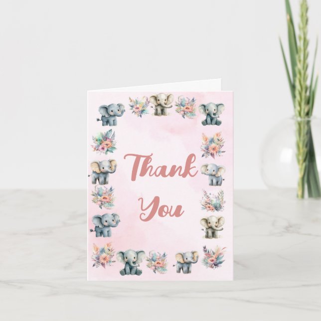 Tarjeta de agradecimiento a los Elefantes Boho Jun (Anverso)