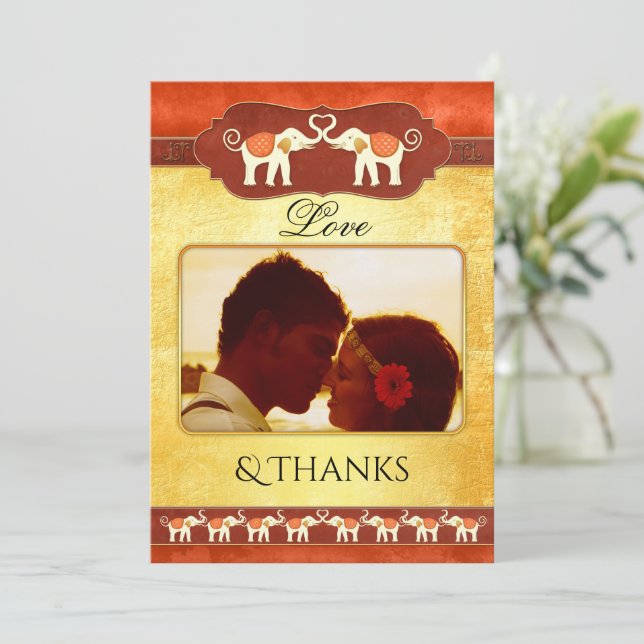 Tarjeta de agradecimiento a los elefantes indios (Anverso de pie)