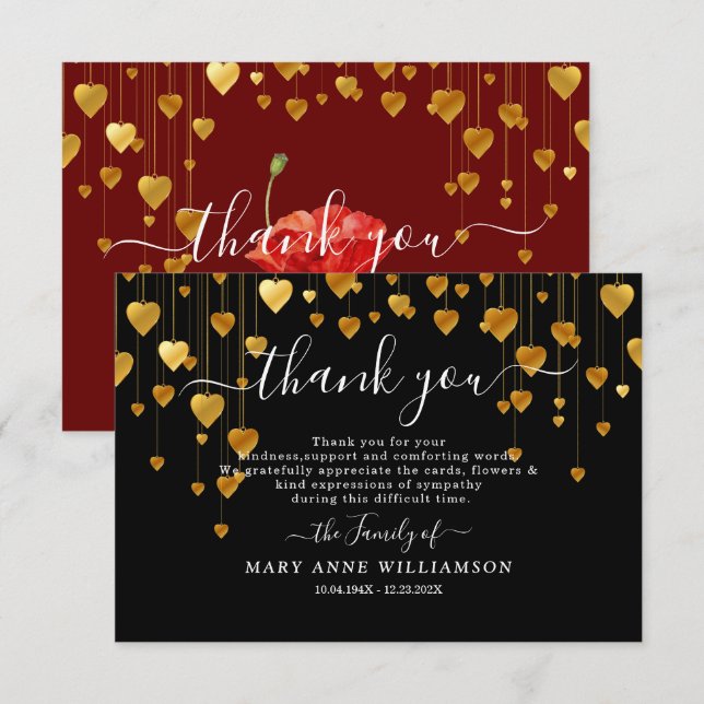 Tarjeta de agradecimiento a los funerales del guió (Anverso / Reverso)