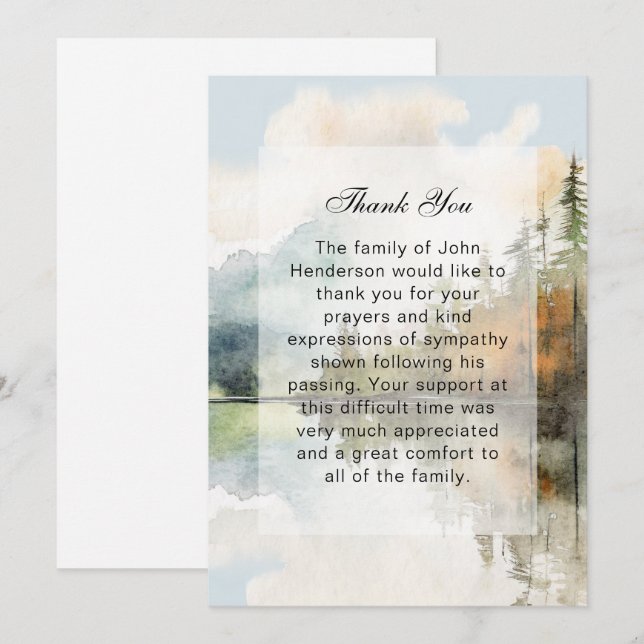 Tarjeta de agradecimiento a los funerales del lago (Anverso / Reverso)