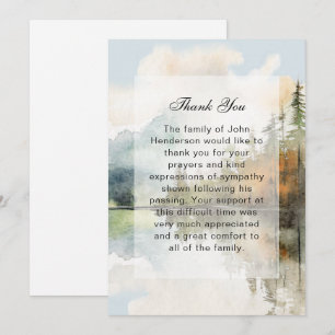 Tarjeta de agradecimiento a los funerales del lago