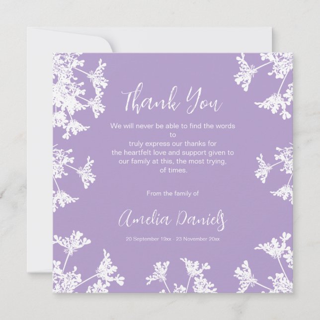 Tarjeta de agradecimiento a los funerales White &  (Anverso)