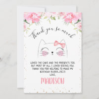 Tarjeta de agradecimiento a los gatitos con flores