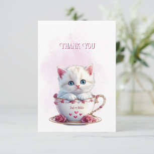 Tarjeta de agradecimiento a los gatitos en las flo