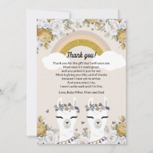 Tarjeta de agradecimiento a los gemelos de Alpaca