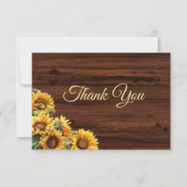 Tarjeta de agradecimiento a los girasoles dorados