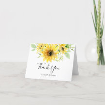 Tarjeta de agradecimiento a los girasoles y a la a