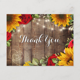 Tarjeta de agradecimiento a los girasoles y Rosas