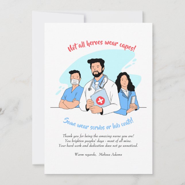 Tarjeta de agradecimiento a los héroes médicos (Anverso)