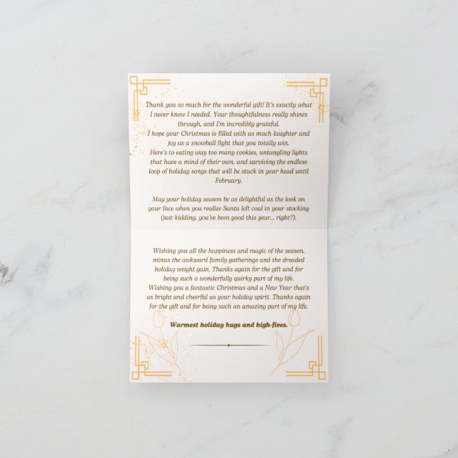 Tarjeta de agradecimiento a los Navidades (Interior)