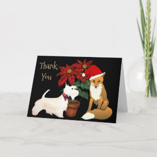Tarjeta de agradecimiento a los navidades con Fox