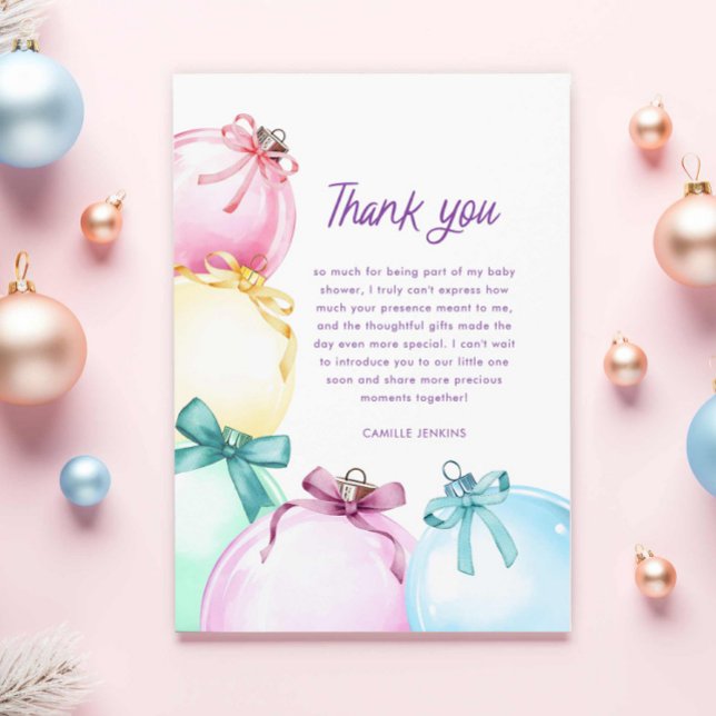 Tarjeta de agradecimiento a los Navidades de invie (Girl winter baby shower thank you card)