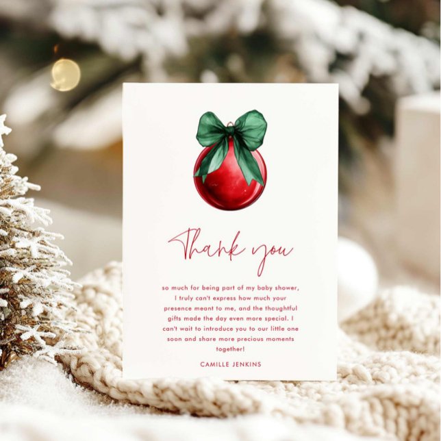 Tarjeta de agradecimiento a los Navidades modernos (Christmas Baby Shower Thank you card)