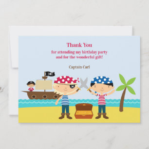 Tarjeta de agradecimiento a los piratas compañeros