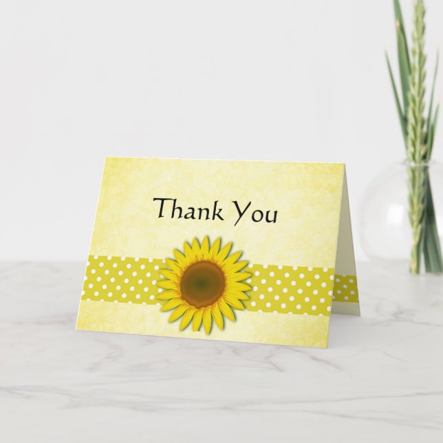 Tarjeta de agradecimiento a los puntos y girasoles (Anverso)