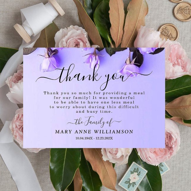 Tarjeta de agradecimiento a los rosas Purple Elega (Subido por el creador)