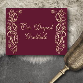 Tarjeta de agradecimiento a los Rosas reales medie