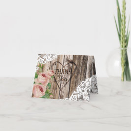 Tarjeta de agradecimiento a los rosas Rustic Wood 