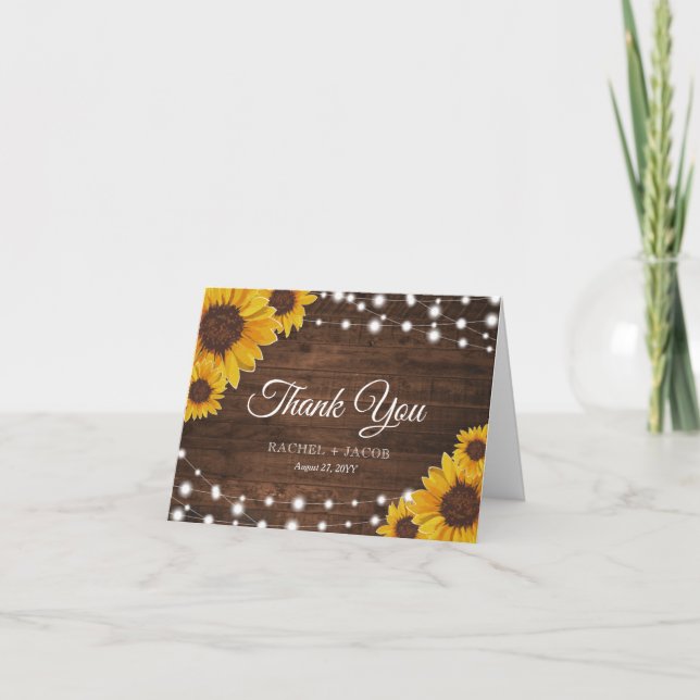 Tarjeta de agradecimiento a los Rustic Sunflowers  (Anverso)