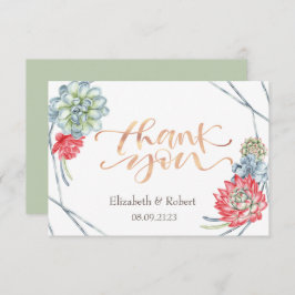 Tarjeta de agradecimiento a los suculentos rojos d