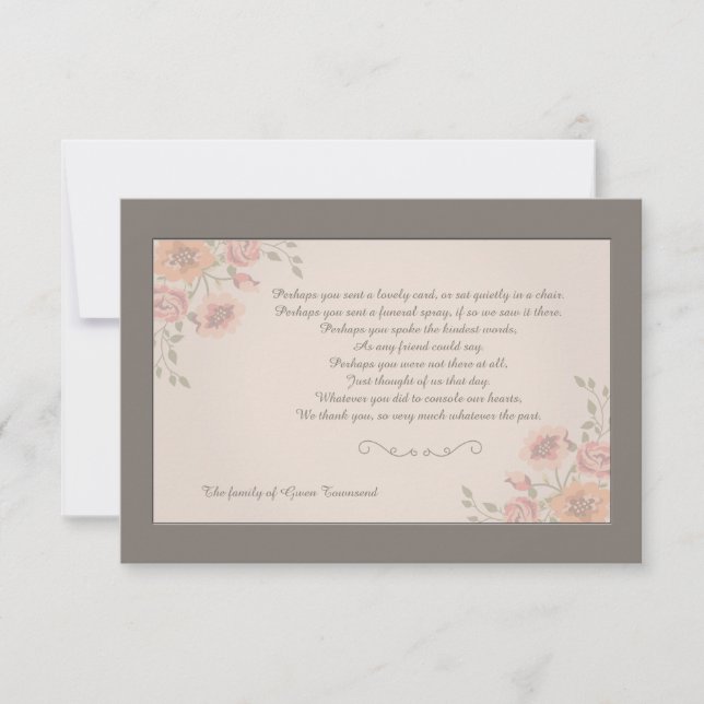 Tarjeta de agradecimiento a los susurros florales (Anverso)