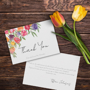 Tarjeta de agradecimiento a los tulipanes y a la d