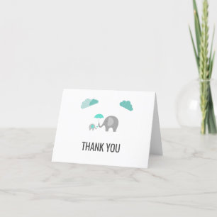 Tarjeta de agradecimiento a mamá bebé elefante con