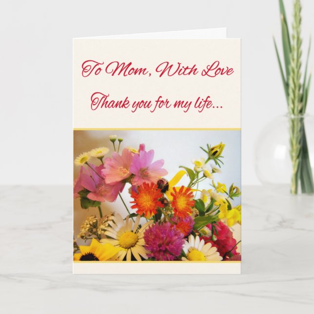 Tarjeta De Agradecimiento A Mamá, Con Amor (Anverso)