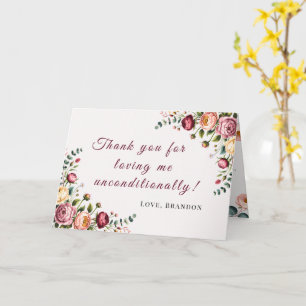 Tarjeta de agradecimiento a mamá con diseño floral