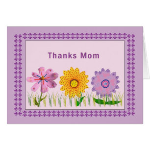 Tarjeta de agradecimiento a Mamá con flores decora