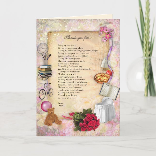 Tarjeta de agradecimiento a mamá (personalizable) (Anverso)