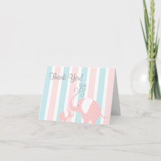 Tarjeta de agradecimiento a mamá y bebé elefante -