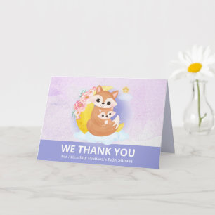 Tarjeta de agradecimiento a mamá y bebé Fox Purple