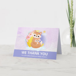 Tarjeta de agradecimiento a mamá y bebé Fox Purple