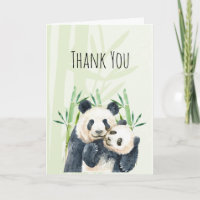 Tarjeta de agradecimiento a mamá y bebé Panda