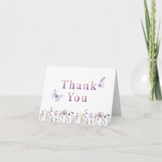 Tarjeta de agradecimiento a mariposa de flores sil (Anverso)