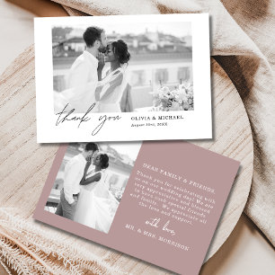Tarjeta de agradecimiento a Mauve Purple Script Ph