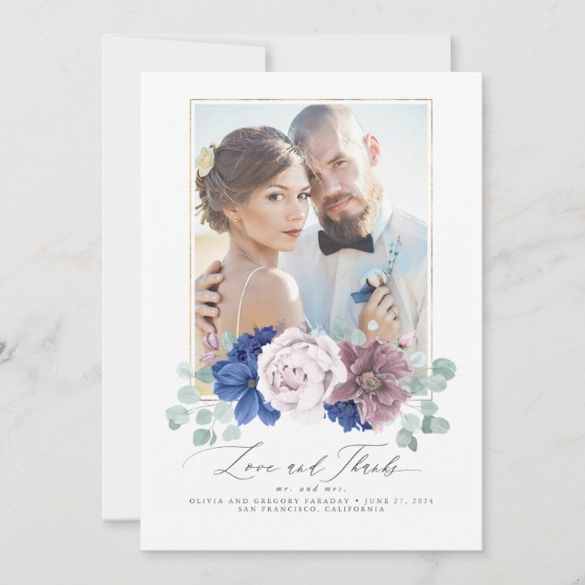 Tarjeta de agradecimiento a Mauve y a la Boda flor (Anverso)