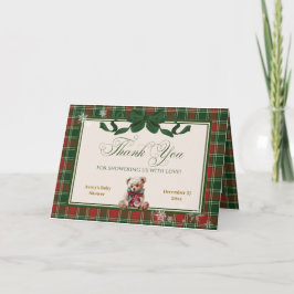 Tarjeta De Agradecimiento A Merry Little Baby Shower Teddy Bear Christmas