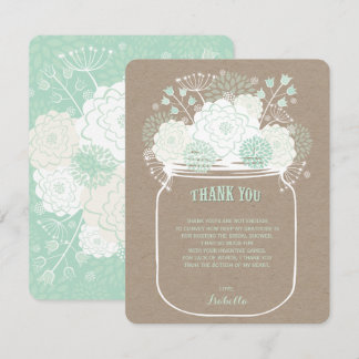 Tarjeta de agradecimiento a Mint Blooms Mason Jar 