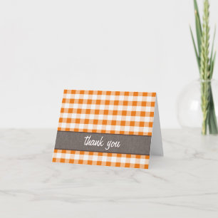 Tarjeta de agradecimiento a naranja y White Gingha