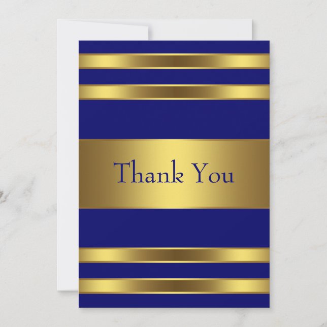 Tarjeta de agradecimiento a Navy Blue Gold Flat (Anverso)