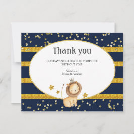 Tarjeta de agradecimiento a Navy Blue Gold Lion