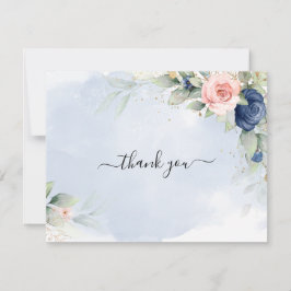 Tarjeta de agradecimiento a Navy blue y Rubor Pink