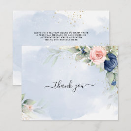 Tarjeta de agradecimiento a Navy blue y Rubor Pink