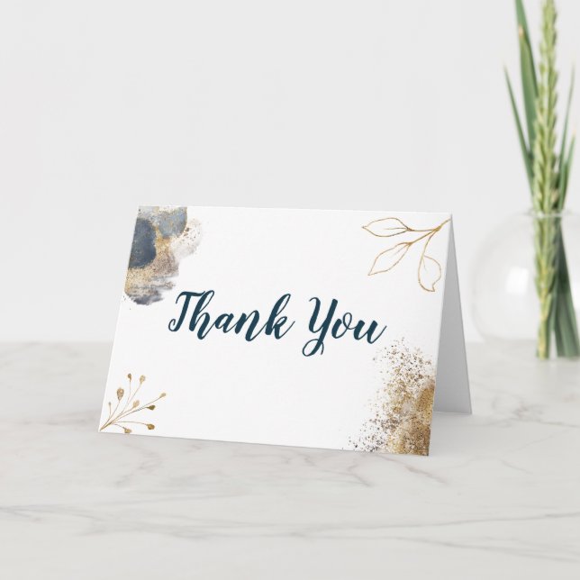 Tarjeta de agradecimiento a Navy y Gold Ampersand (Anverso)