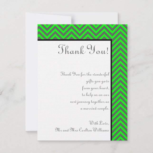 Tarjeta de agradecimiento a Neon Green/Grey de Che (Anverso)