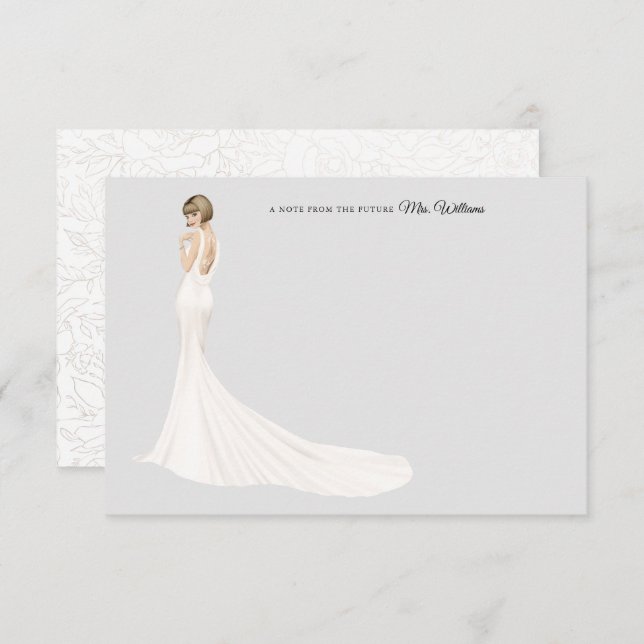 Tarjeta de agradecimiento a novia en traje de baño (Anverso / Reverso)